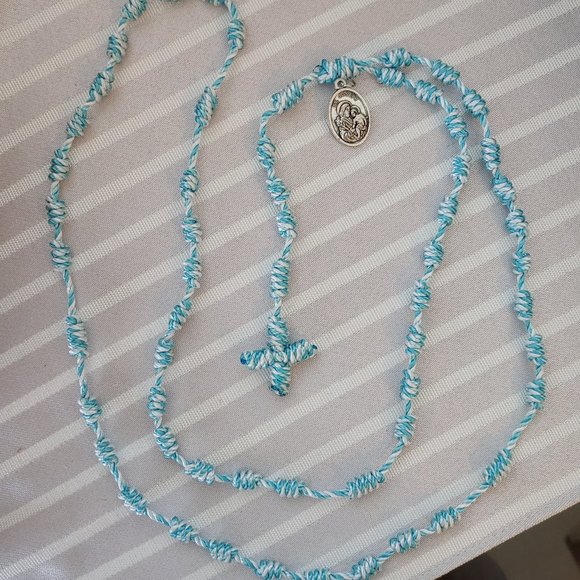 Hand Crafted Knot Rosary with silver St Joseph Medal - Picture 1 of 3